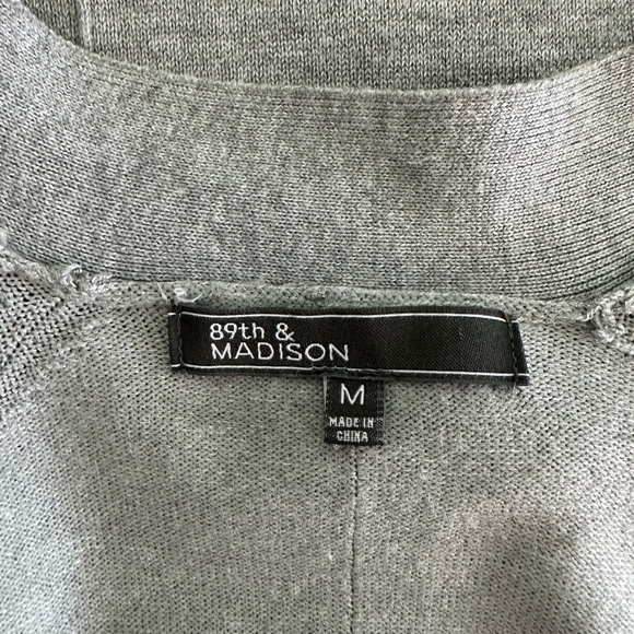 Women Open Front Cardigan 89th & Madison Long Sleeve Duster Grey Knitted Jacket - Picture 4 of 5